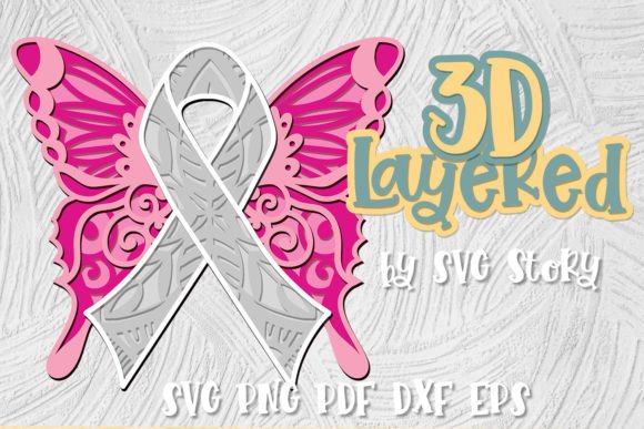 3D Breast Cancer Sign Pink Ribbon 02