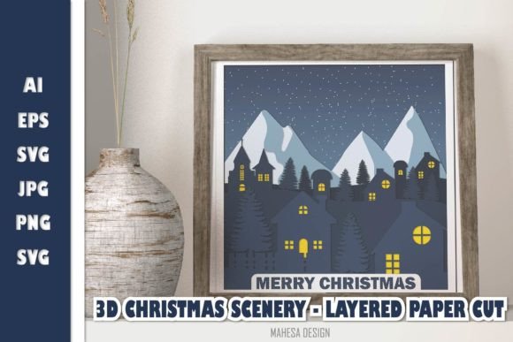 3D Christmas Scenery - Layered Paper Cut