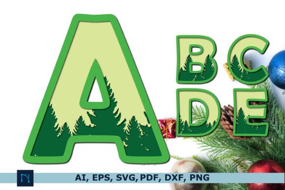 3D Christmas Tree AlphabetSVG Bundle