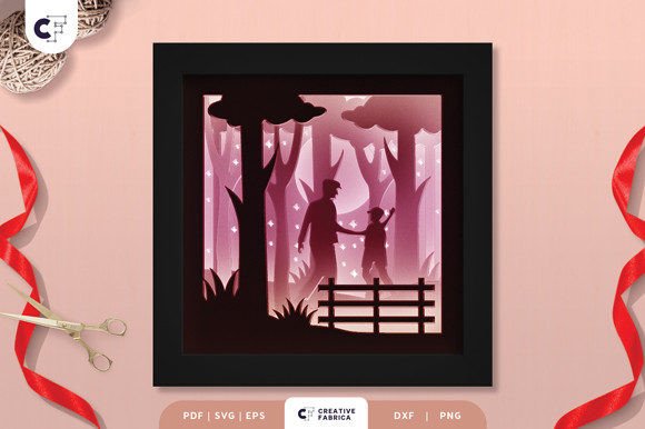 3D Shadow Box Father Playing with Son: A Creative and Meaningful Craft Project