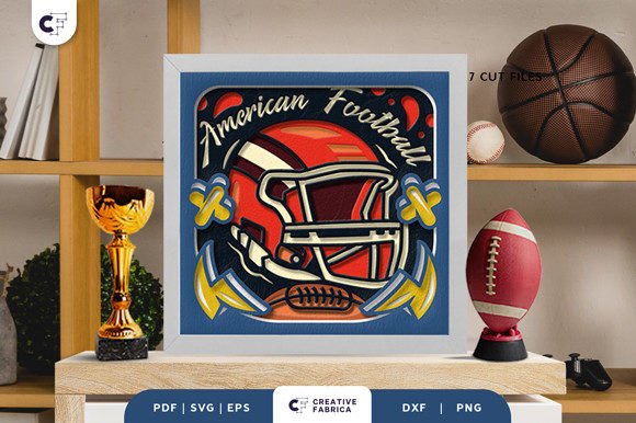 American Football 3D Layered Paper Cut