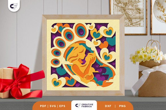 Baby Feet with Mom 3D Shadow Box SVG: A Unique Craft Project for Mother’s Day