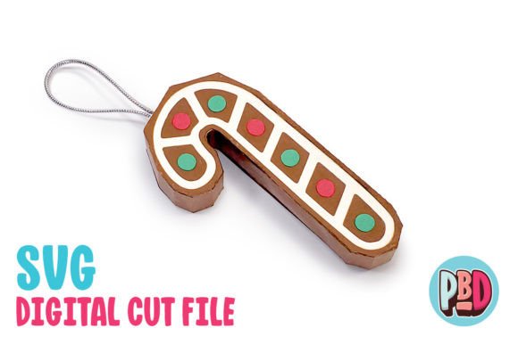 Gingerbread Candycane 3D Paper Ornament