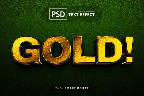 Gold Glitter 3D Text Effect Editable for Creative Designers