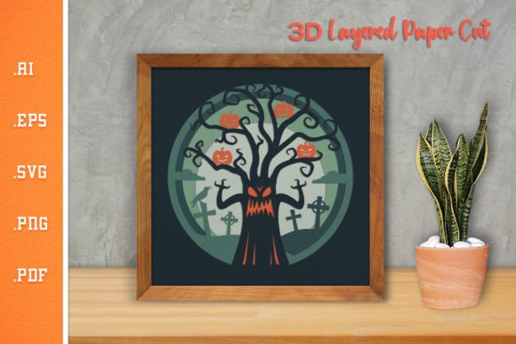 Halloween Tree 3D SVG Paper Cut 5: A Creative Digital Tool for Enthusiasts and Professionals