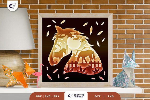 Horse Head Silhouette 3D Shadow Box