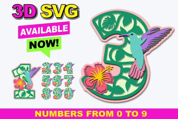 Hummingbird Numbers 3D SVG: A Versatile Digital Design Collection