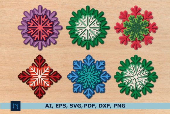Layer 3D Snowflake Christmas SVG Bundle