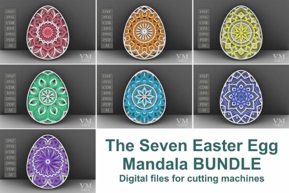 Layered Easter Egg SVG Bundle, Easter 3D: A Digital Mandala Resource for Creative Projects