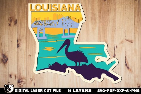 Louisiana SVG, 3D Laser Cut Layered File