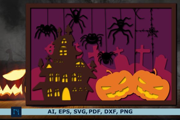 Multi-layer 3D Halloween Shadow Box SVG for Creative Crafting