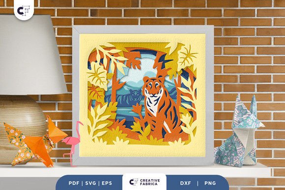 Tiger Walking on a Wetland 3D Shadow Box: A Creative Craft for Art Lovers