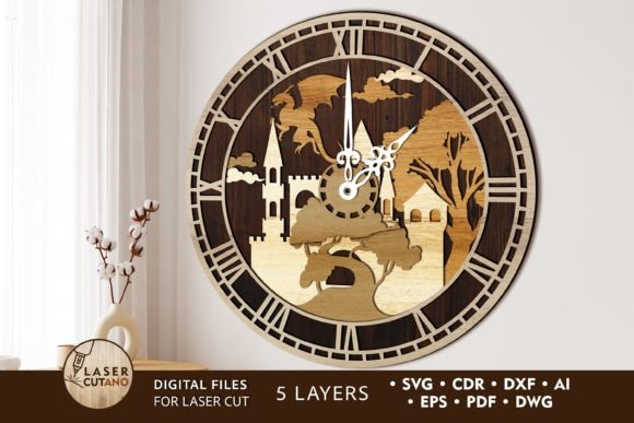 WATCH Laser Cut Wall Decor 3D Template for Creative Home Design